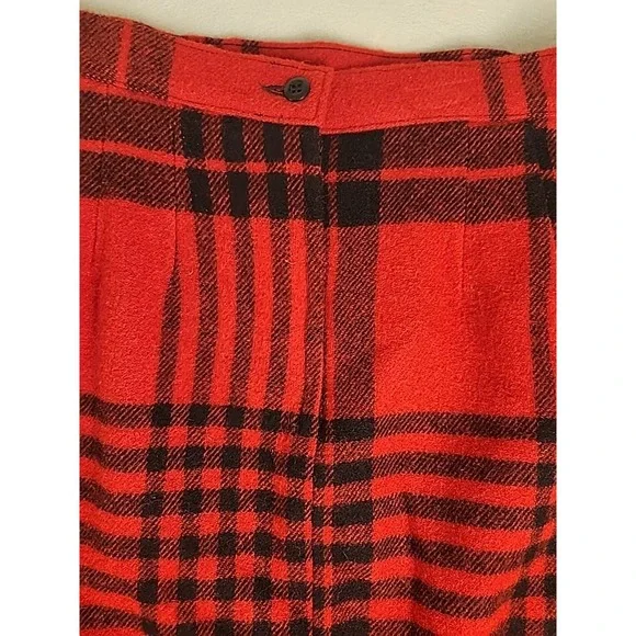 Vtg 60s 70s Woolrich long red & black plaid wool skirt w fringe, size 14 Vintage - Picture 8 of 8